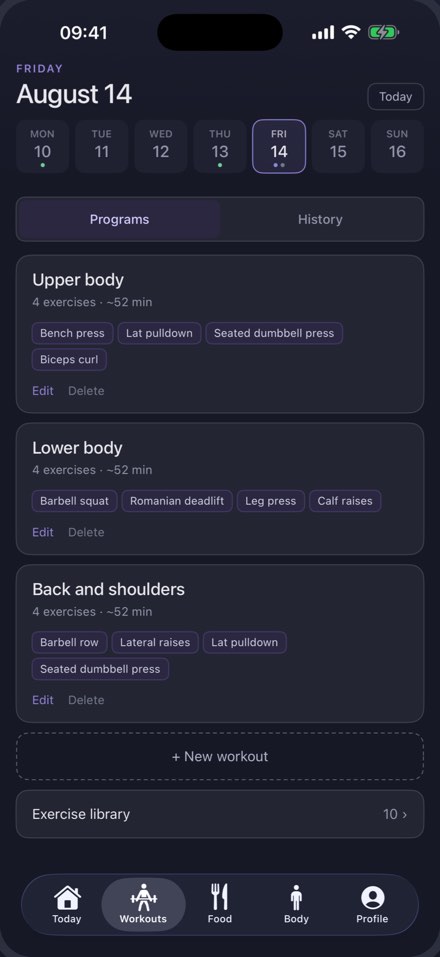 Ironpad: your own workout programs